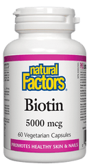 Natural Factors Biotin 5000 mcg 60 Veg Capsules - Five Natural