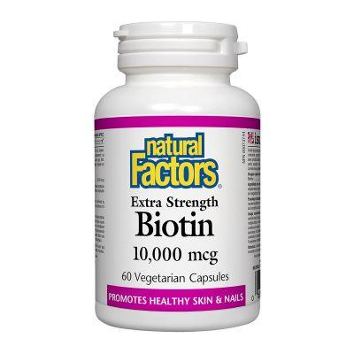 Natural Factors Biotin Extra Strength 10,000 mcg 60 Veg Capsules - Five Natural