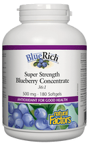 Natural Factors BlueRich Super Strength Blueberry Concentrate 500 mg 180 Softgels - Five Natural