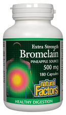 Natural Factors Bromelain Extra Strength 500 mg Pineapple Source 180 Capsules - Five Natural