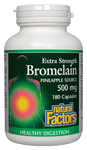 Natural Factors Bromelain Extra Strength 500 mg Pineapple Source 180 Capsules - Five Natural
