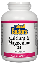 Natural Factors Calcium & Magnesium 2:1 Plus Vitamin D3 180 Capsules - Five Natural