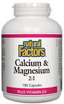Natural Factors Calcium & Magnesium 2:1 Plus Vitamin D3 180 Capsules - Five Natural