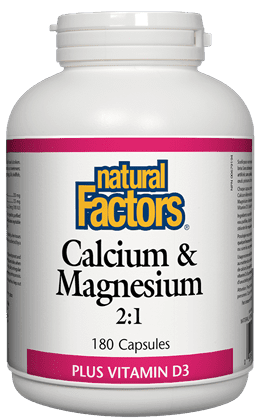 Natural Factors Calcium & Magnesium 2:1 Plus Vitamin D3 180 Capsules - Five Natural