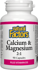Natural Factors Calcium & Magnesium 2:1 Plus Vitamin D3 90 Capsules - Five Natural