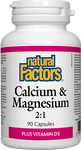Natural Factors Calcium & Magnesium 2:1 Plus Vitamin D3 90 Capsules - Five Natural