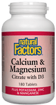 Natural Factors Calcium & Magnesium Citrate with D3 Plus Potassium Zinc & Manganese 180 Tablets - Five Natural