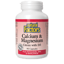 Natural Factors Calcium & Magnesium Citrate with D3 Plus Potassium Zinc & Manganese 90 Capsules - Five Natural