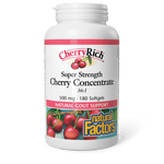 Natural Factors CherryRich Super Strength Cherry Concentrate 500 mg 180 Softgels - Five Natural