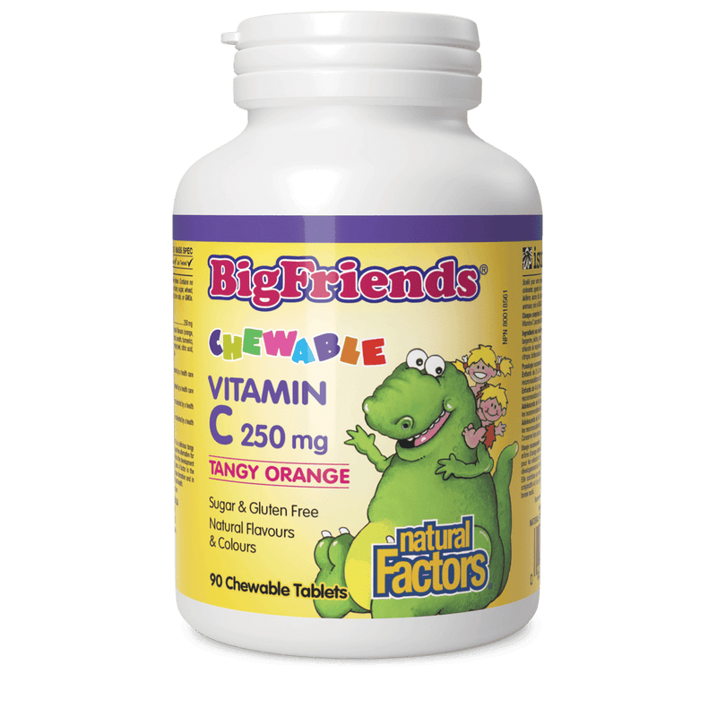 Natural Factors Chewable Vitamin C 250 mg Tangy Orange Big Friends 90 Chewables - Five Natural