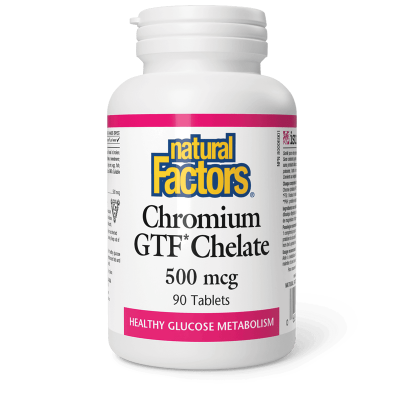 Natural Factors Chromium GTF Chelate 500 mcg 90 Tablets - Five Natural