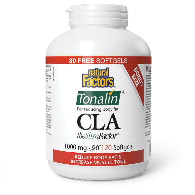 Natural Factors CLA Tonalin TheSlimFactor 1000 mg Bonus Size (90+30) Softgels - Five Natural