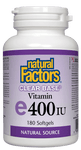 Natural Factors Clear Base Vitamin E 400IU 180 Softgels - Five Natural
