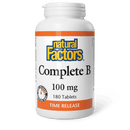 Natural Factors Complete B Timed Release 100 mg 180 Tablets - Five Natural