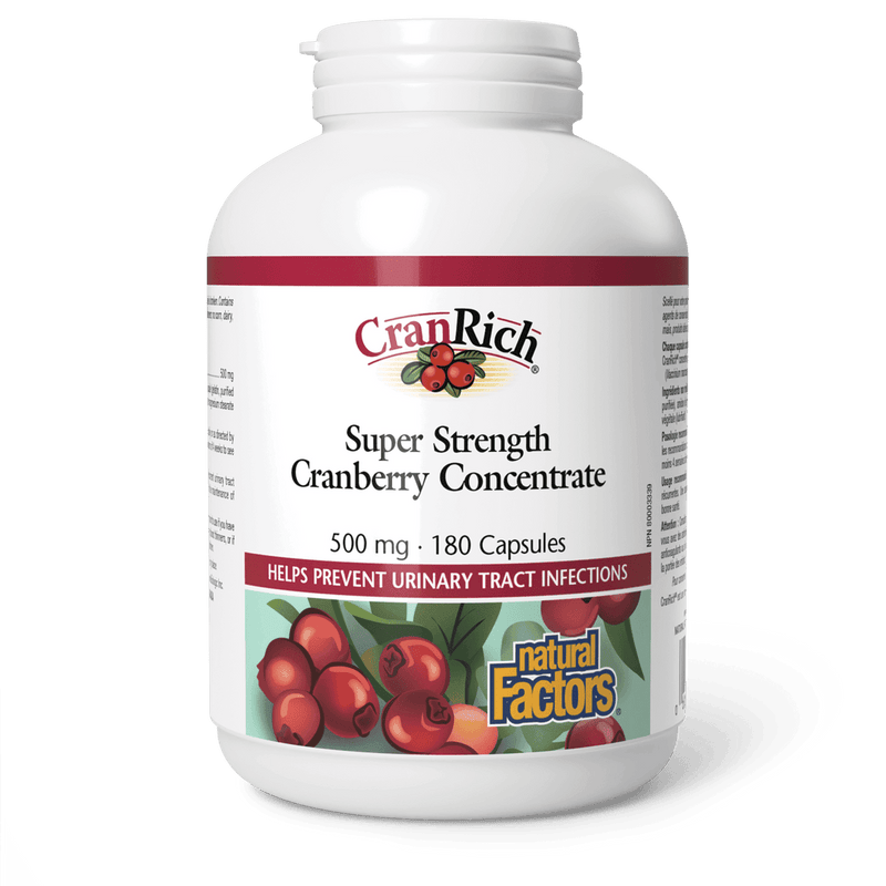 Natural Factors CranRich Super Strength Cranberry Concentrate 500 mg 180 Capsules - Five Natural