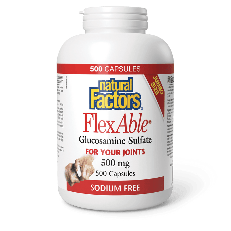 Natural Factors FlexAble Glucosamine Sulfate 500 mg 500 Capsules - Five Natural