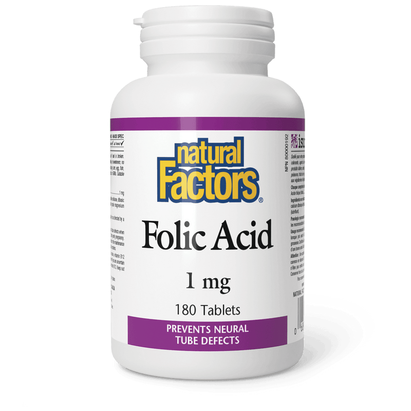 Natural Factors Folic Acid 1 mg 180 Tablets - Five Natural