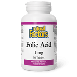 Natural Factors Folic Acid 1 mg 90 Tablets - Five Natural