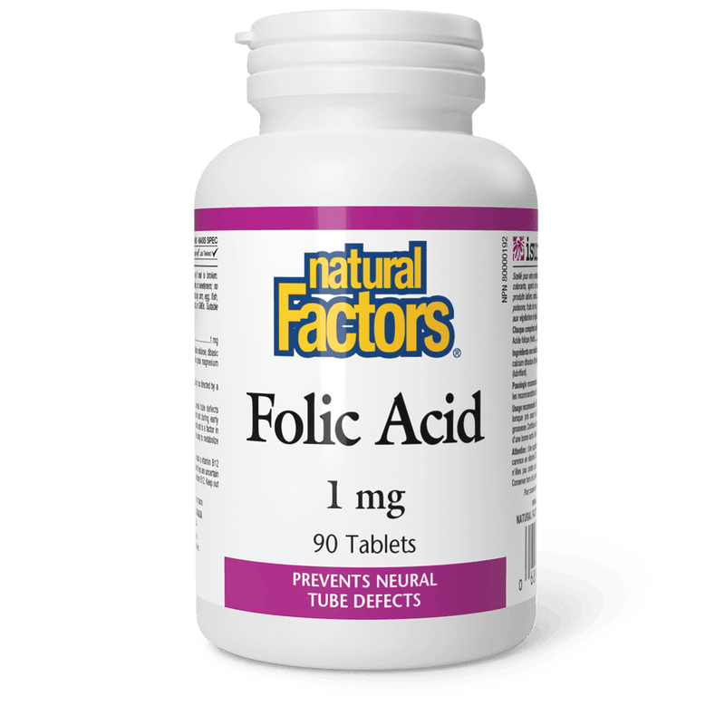 Natural Factors Folic Acid 1 mg 90 Tablets - Five Natural