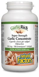 Natural Factors GarlicRich Super Strength Garlic Concentrate 500 mg 180 Softgels - Five Natural