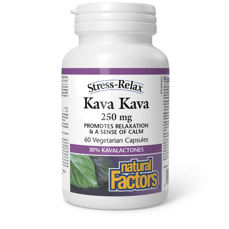 Natural Factors Kava Kava 250 mg Stress-Relax 60 Veg Capsules - Five Natural