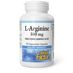 Natural Factors L-Arginine 500 mg 90 Veg Capsules - Five Natural