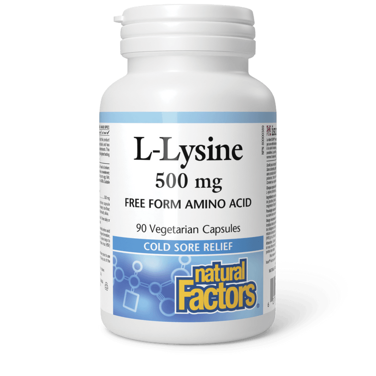 Natural Factors L-Lysine 500 mg 90 Veg Capsules - Five Natural
