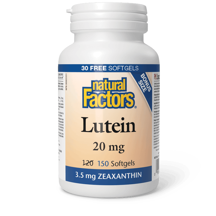 Natural Factors Lutein 20 mg BONUS SIZE 120+30 Softgels - Five Natural