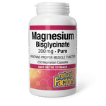 Natural Factors Magnesium Bisglycinate Pure 200 mg 250 Veg Capsules - Five Natural