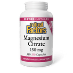 Natural Factors Magnesium Citrate 150 mg BONUS SIZE 180+30 Capsules - Five Natural