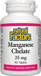 Natural Factors Manganese Chelate 25 mg 90 Tablets - Five Natural