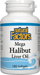 Natural Factors Mega Halibut Liver Oil 180 Softgels - Five Natural