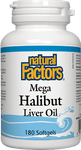 Natural Factors Mega Halibut Liver Oil 180 Softgels - Five Natural