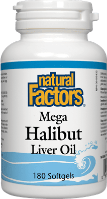 Natural Factors Mega Halibut Liver Oil 180 Softgels - Five Natural