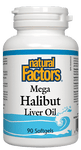 Natural Factors Mega Halibut Liver Oil 90 Softgels - Five Natural