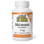 Natural Factors Melatonin 3 mg Peppermint BONUS SIZE 180+30 Tablets - Five Natural