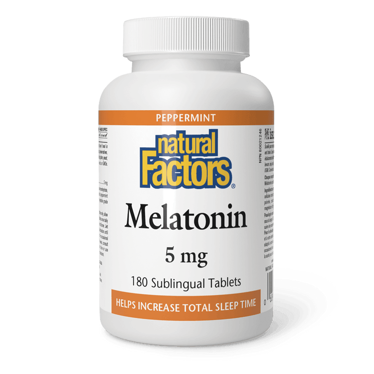 Natural Factors Melatonin 5 mg Peppermint 180 Tablets - Five Natural