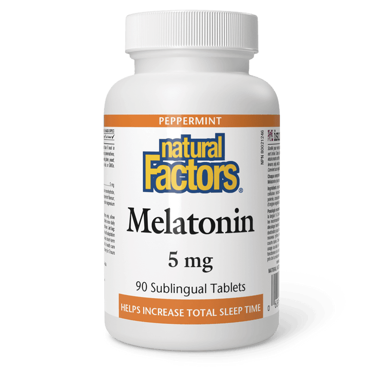 Natural Factors Melatonin 5 mg Peppermint 90 Tablets - Five Natural
