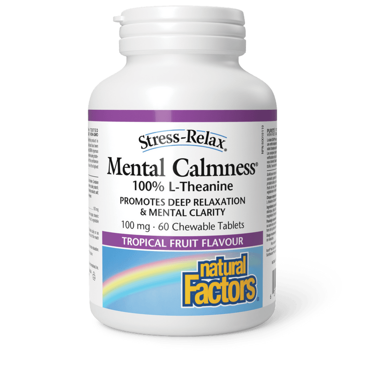 Natural Factors Mental Calmness 100 mg Stress-Relax 60 Chewables - Five Natural