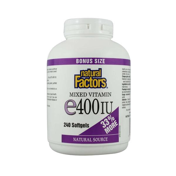 Natural Factors Mixed Vitamin E 400 IU BONUS SIZE 210+30 Softgels - Five Natural