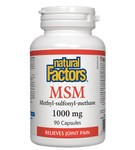 Natural Factors MSM 1000 mg 90 Capsules - Five Natural