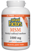 Natural Factors MSM 1000 mg BONUS SIZE 210+30 Capsules - Five Natural