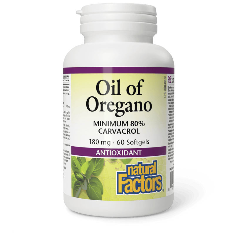 Natural Factors Oil of Oregano 180 mg 60 Softgels - Five Natural