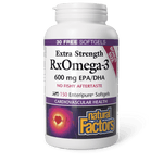 Natural Factors RxOmega-3 Extra Strength 600 mg Bonus Size (120+30) Softgels - Five Natural