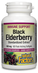 Natural Factors Sambucus Black Elderberry 100 mg 60 Softgels - Five Natural
