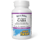 Natural Factors Stress-Relax 100% Natural GABA 100 mg 90 Veg Capsules - Five Natural