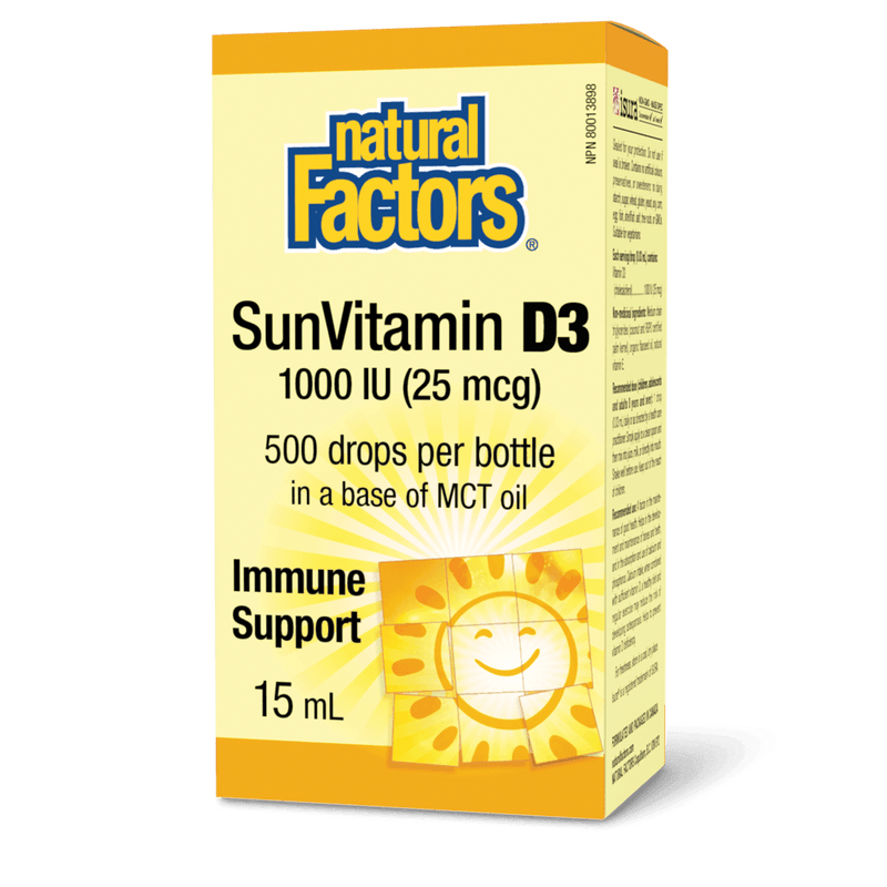 Natural Factors SunVitamin D3 Drops 1000 IU 15mL - Five Natural
