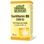 Natural Factors SunVitamin D3 Drops 2500 IU 15mL - Five Natural