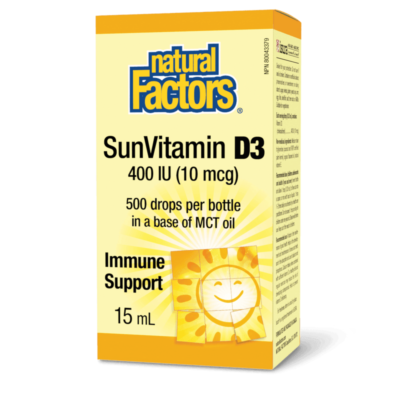 Natural Factors SunVitamin D3 Drops 400 IU 15mL - Five Natural