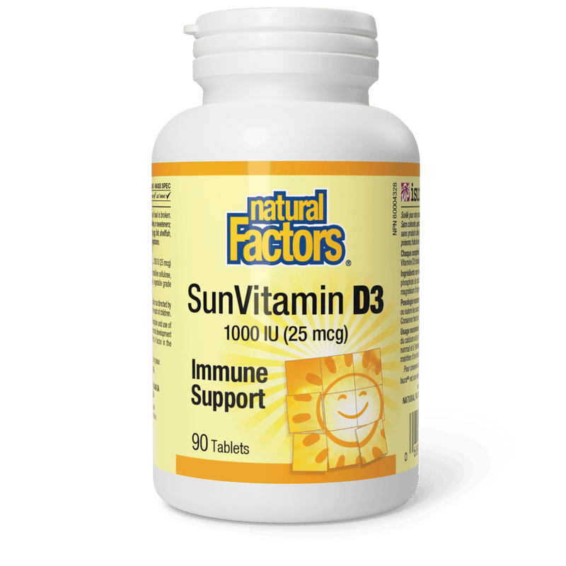 Natural Factors SunVitamin D3 Tablets 1000 IU 90 Tablets - Five Natural